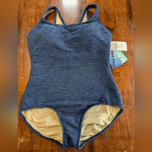 Penbrooke Women's One-Piece Swimsuit Denim Blue Size 18D NWT